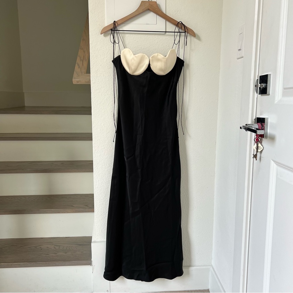 Anna October Black Midi Dress with Cream Heart Bust - Picture 2 of 9